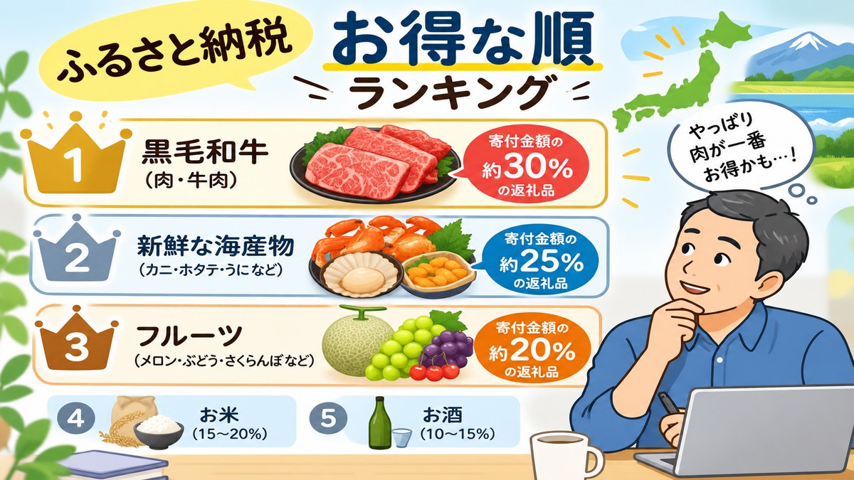 ふるさと納税のお得なランキングを見てるイメージ